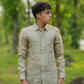 Light Khakhi Pure Linen Solid Shirt