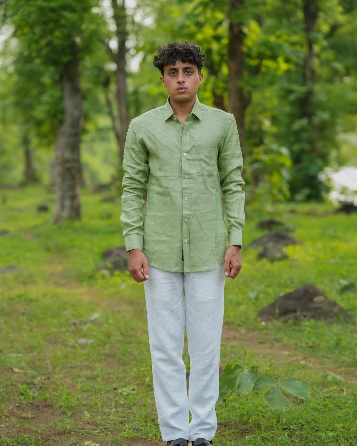 Light Pistachio Pure Linen Solid Shirt