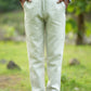 Pastel Grey Green Pure Linen Trouser