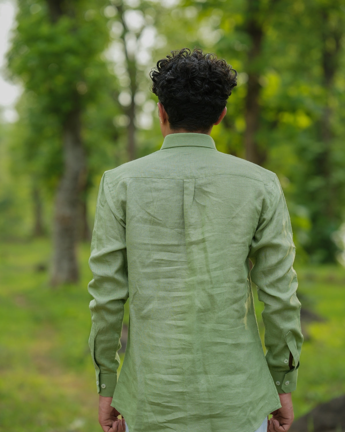 Light Pistachio Pure Linen Solid Shirt