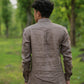 Brownish Grey Pure Linen Solid Shirt