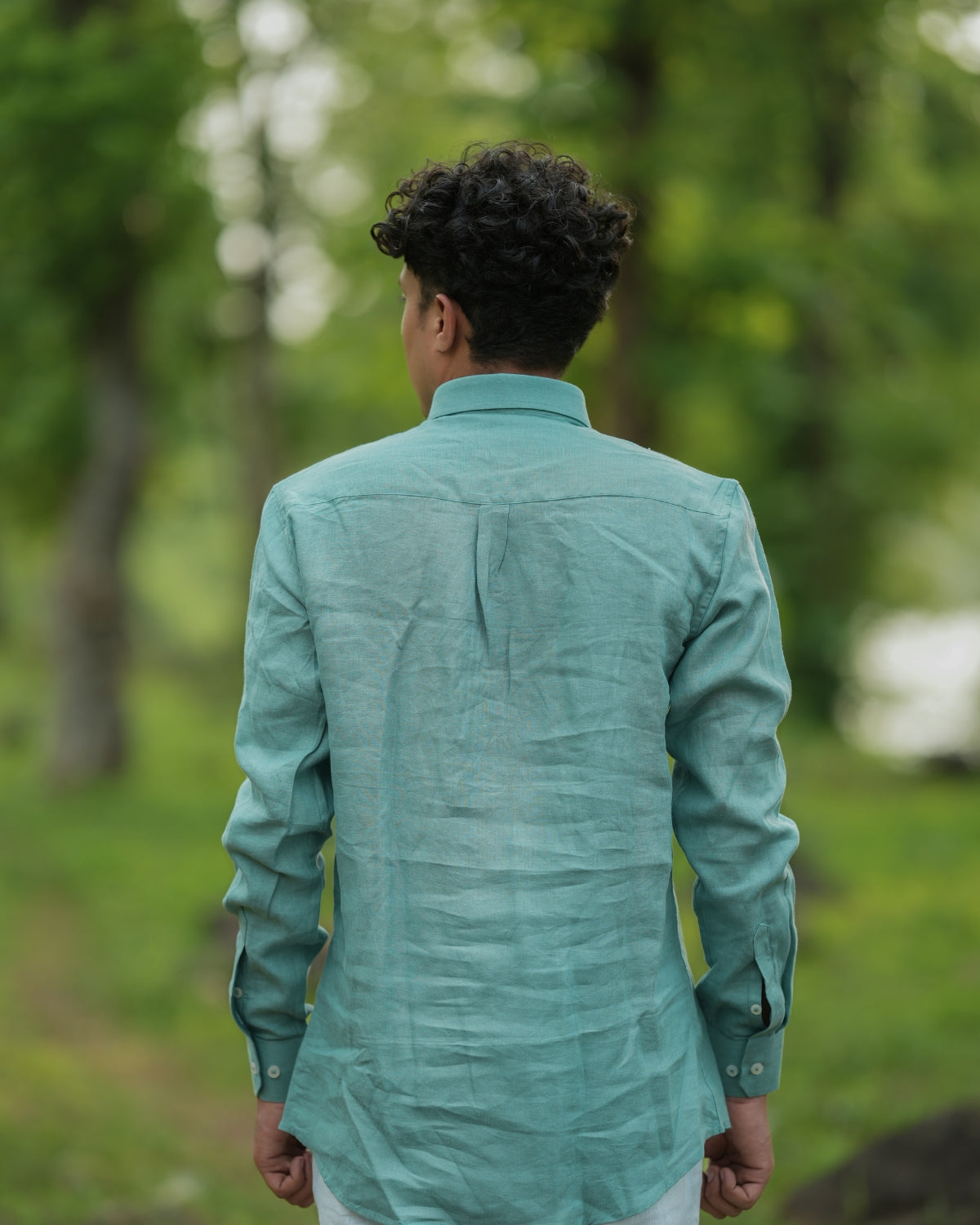 Seafoam Green Pure Linen Solid Shirt