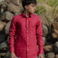 Blush Red Pure Linen Solid Shirt
