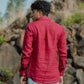 Blush Red Pure Linen Solid Shirt