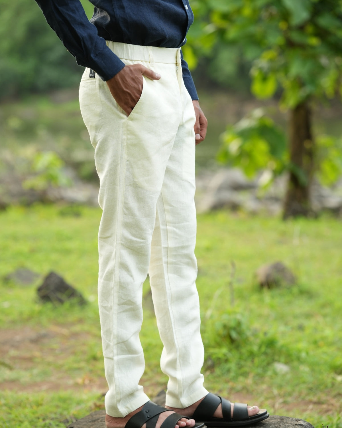 Light Yellow Pure Linen Trouser