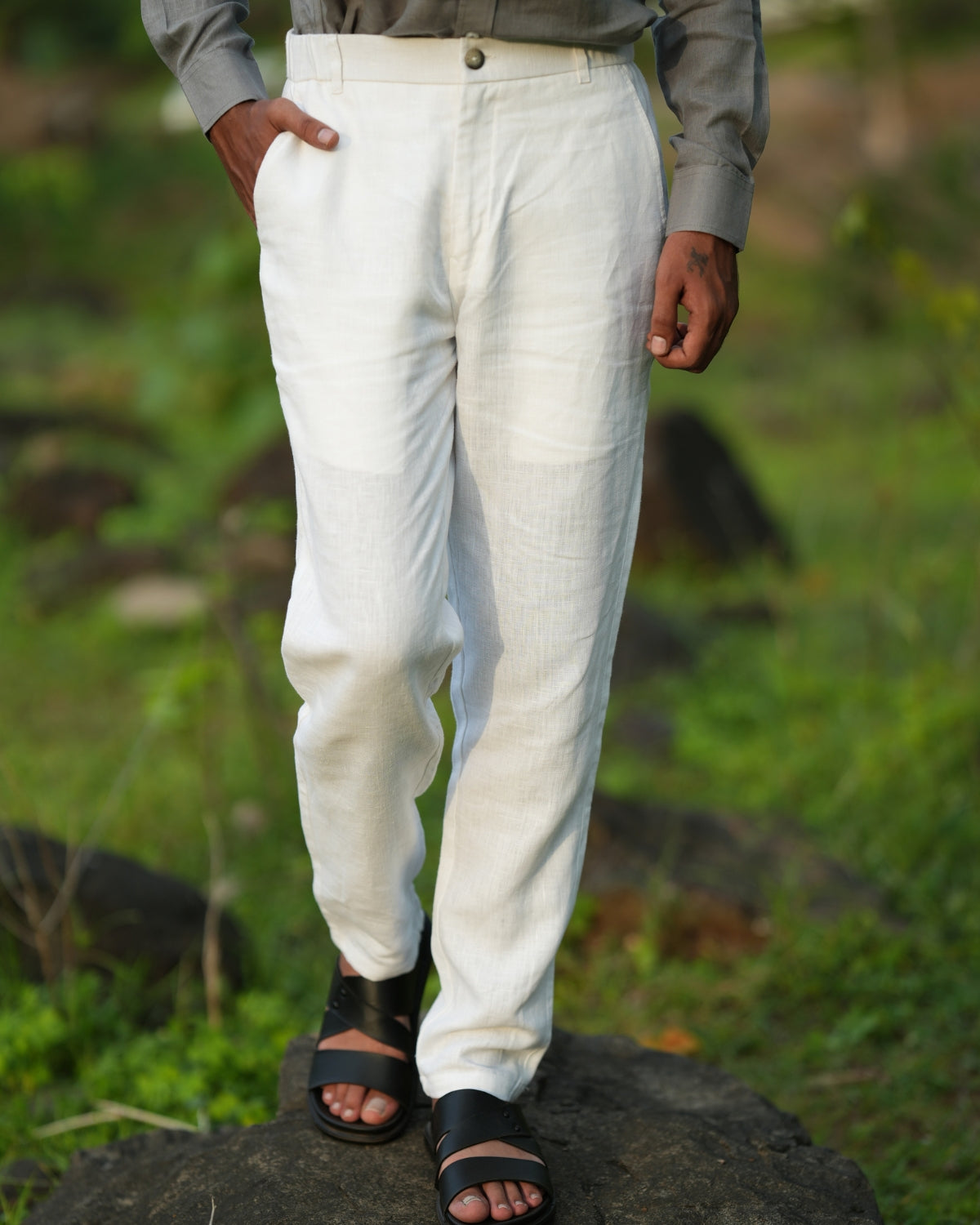 Stark White Pure Linen Trouser