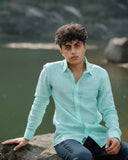 Seafoam Green Pure Linen Solid Shirt