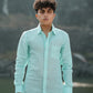 Seafoam Green Pure Linen Solid Shirt