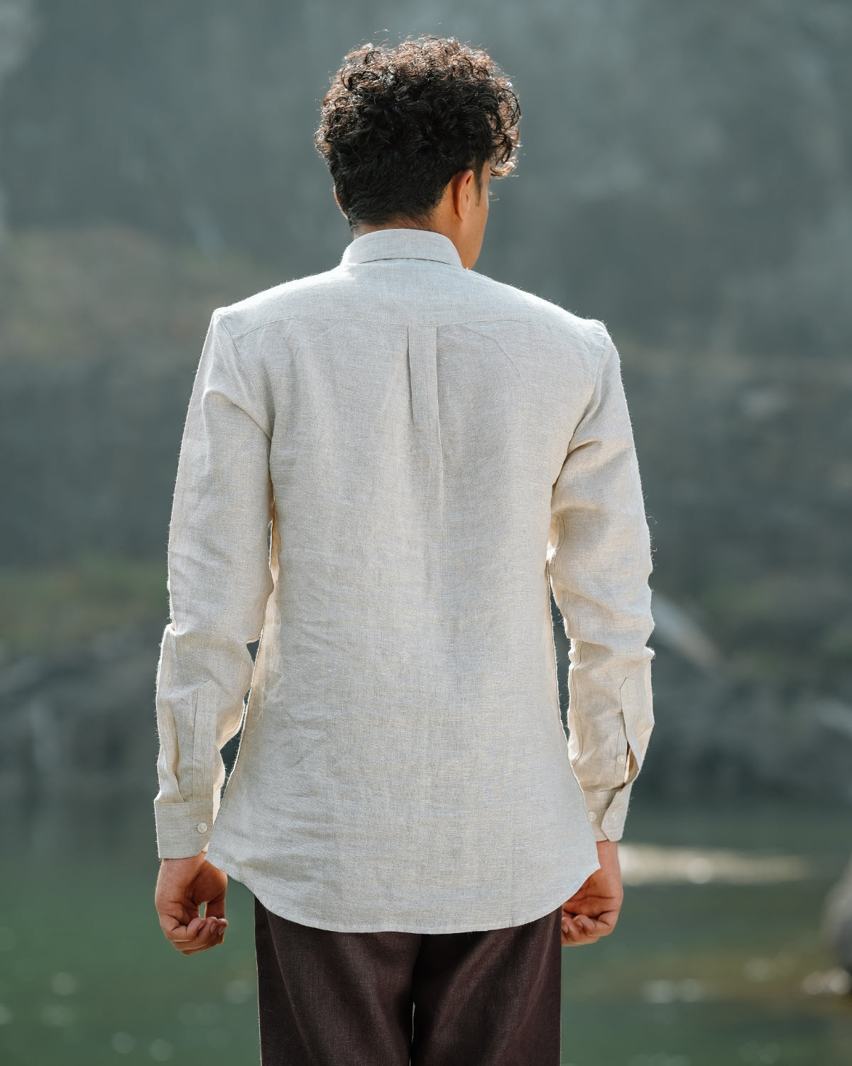 Light Beige Pure Linen Solid Shirt