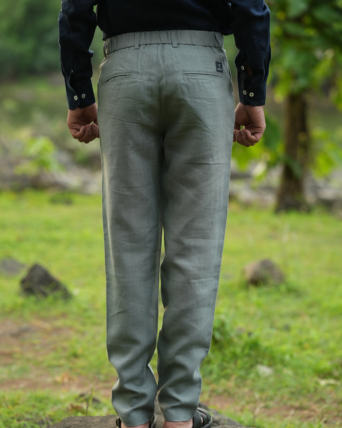 Dark Grey Pure Linen Trouser