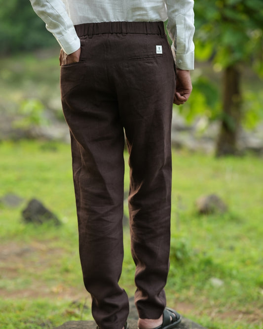 Chocolate Brown Pure Linen Trouser