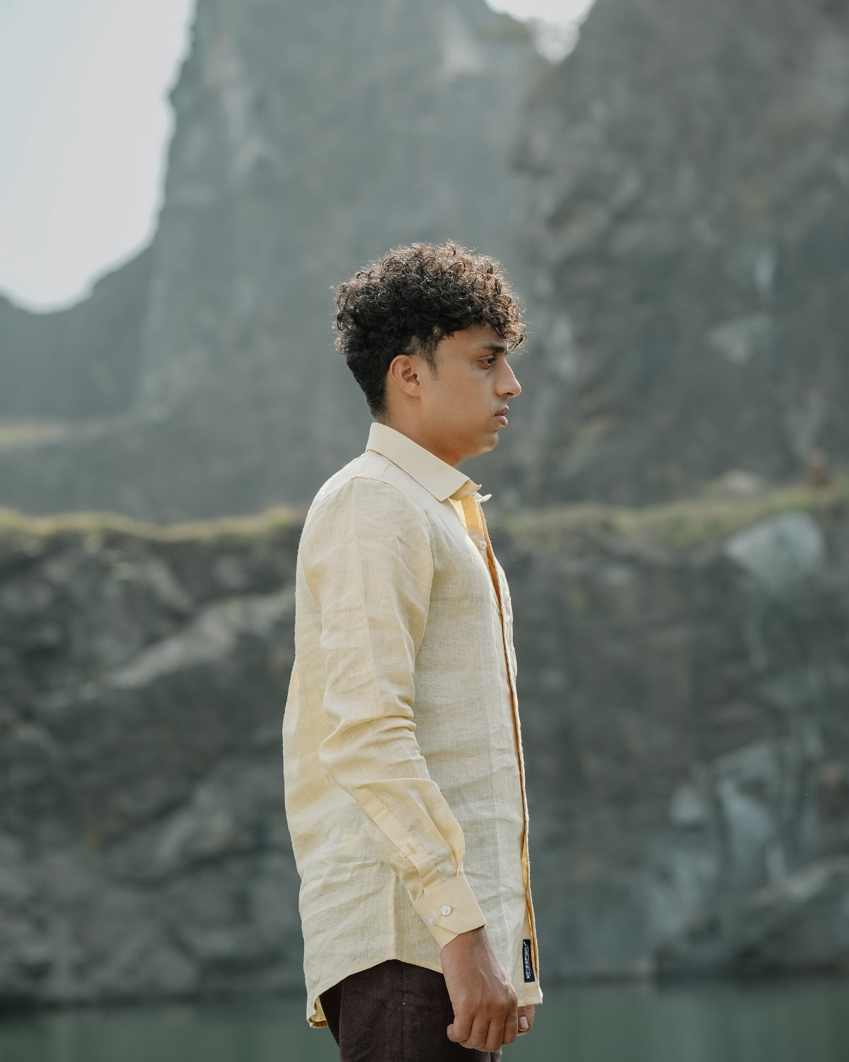 Light Ivory Pure Linen Plain Shirt