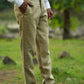 Khakhi Green Pure Linen Trouser