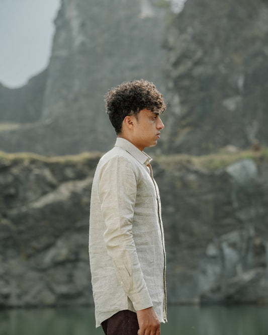 Neutral Pure Linen Solid Shirt