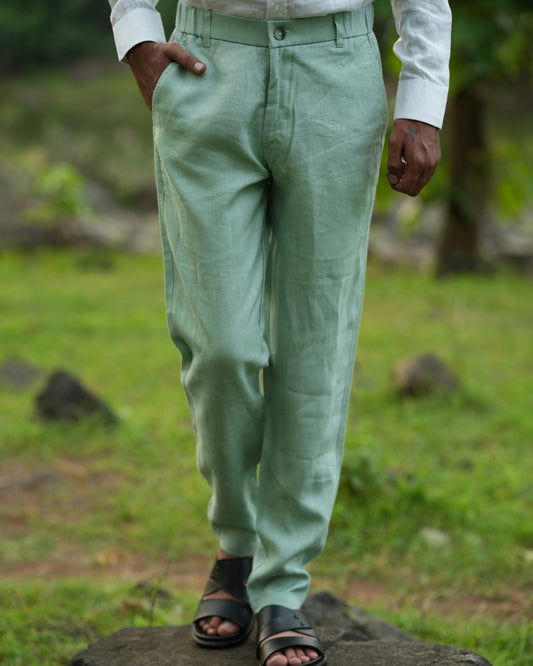 Mint Green Pure Linen Trouser