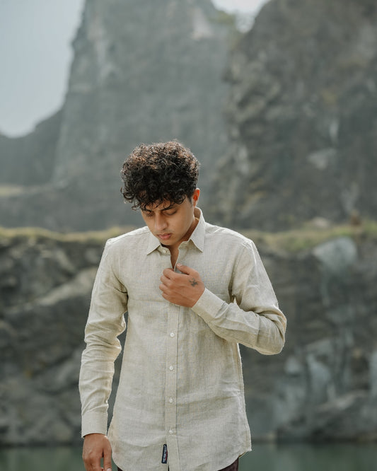 Neutral Pure Linen Solid Shirt