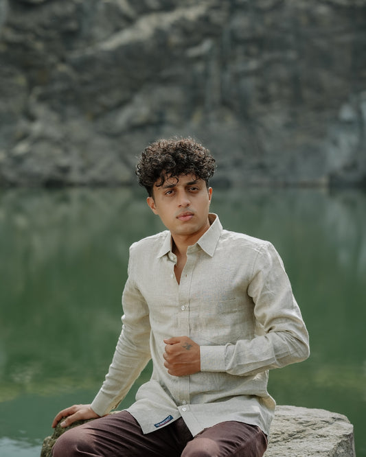 Neutral Pure Linen Solid Shirt