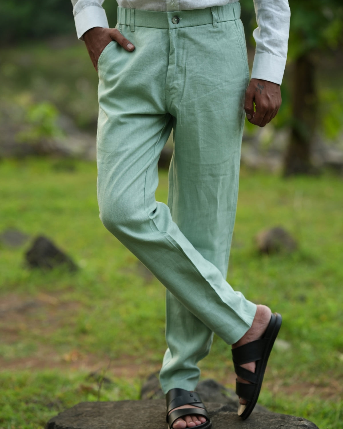 Mint Green Pure Linen Trouser