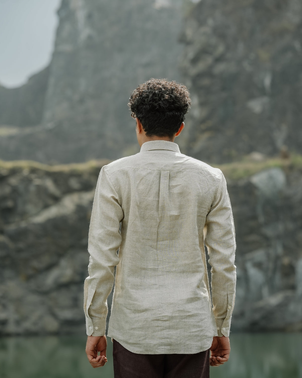 Neutral Pure Linen Solid Shirt