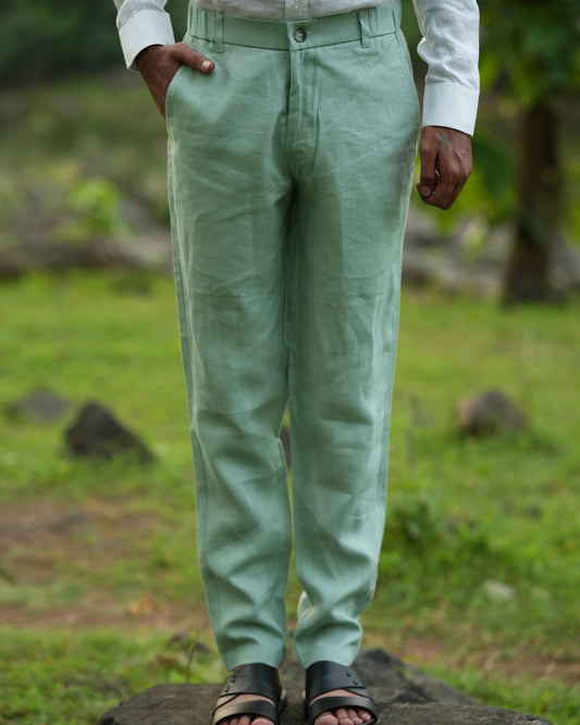 Mint Green Pure Linen Trouser