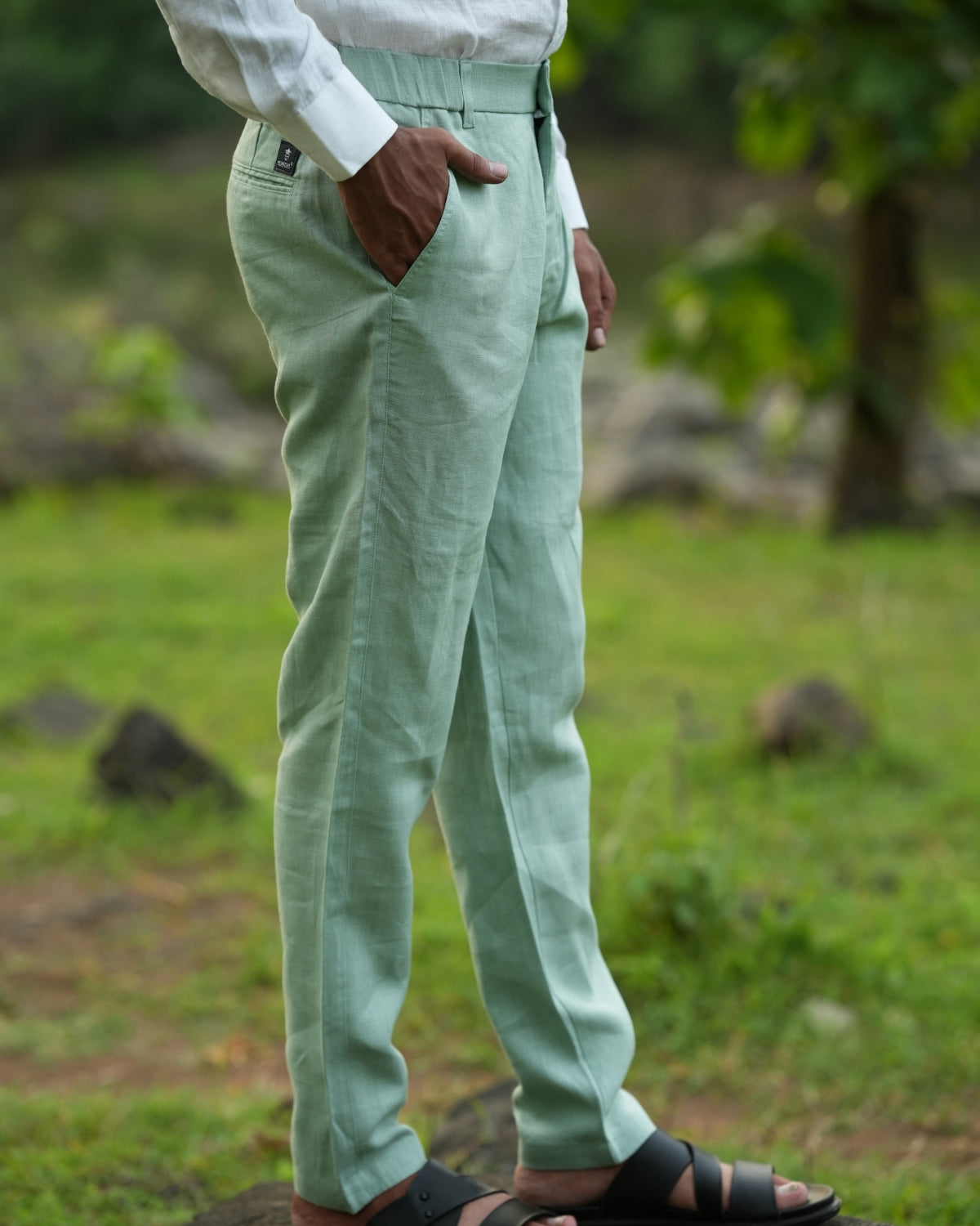 Mint Green Pure Linen Trouser