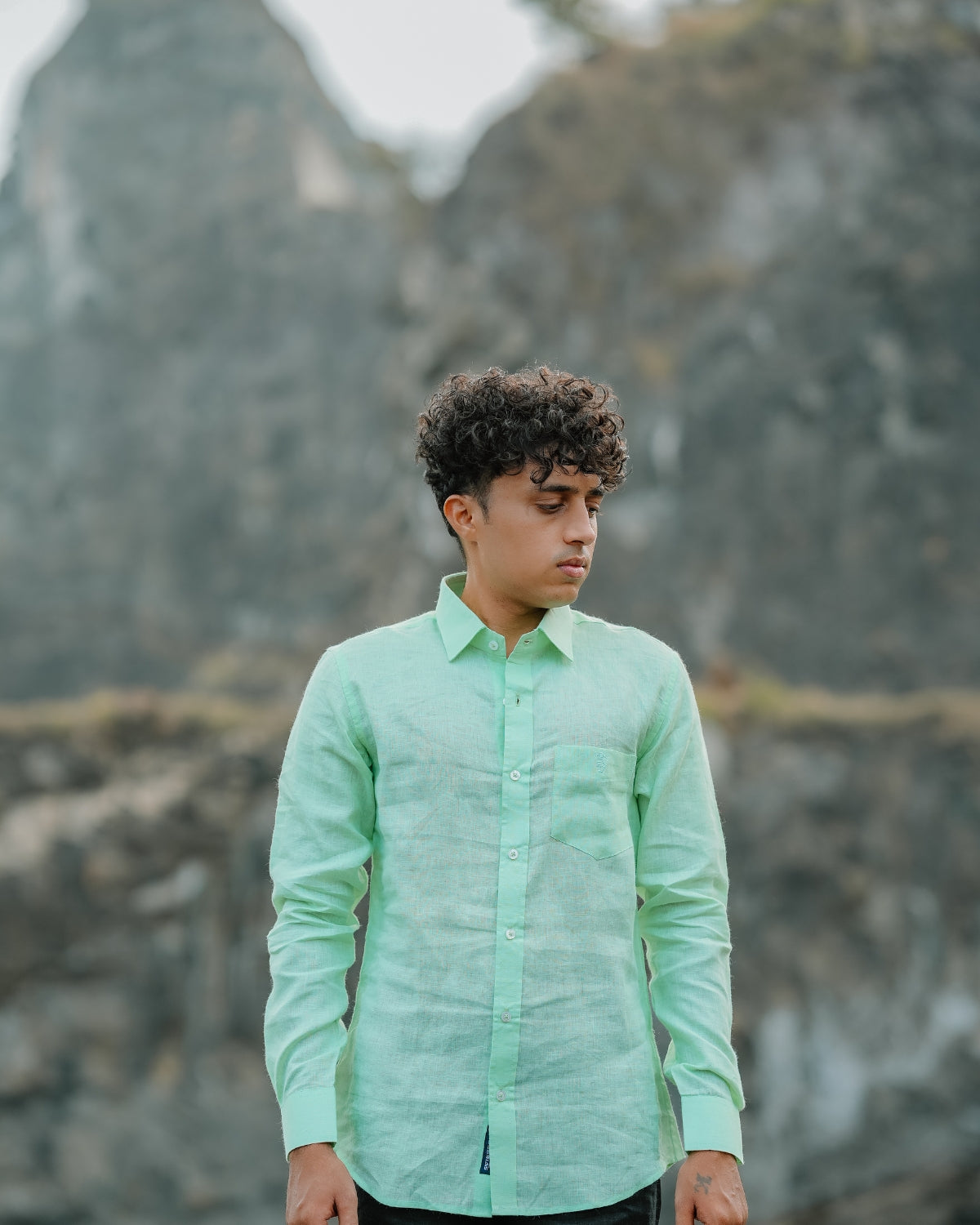 Irish Mint Pure Linen Solid Shirt
