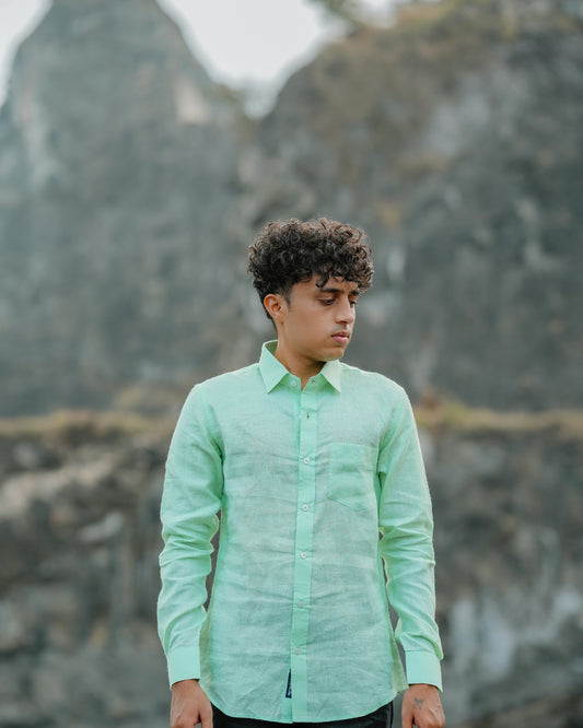 Irish Mint Pure Linen Solid Shirt