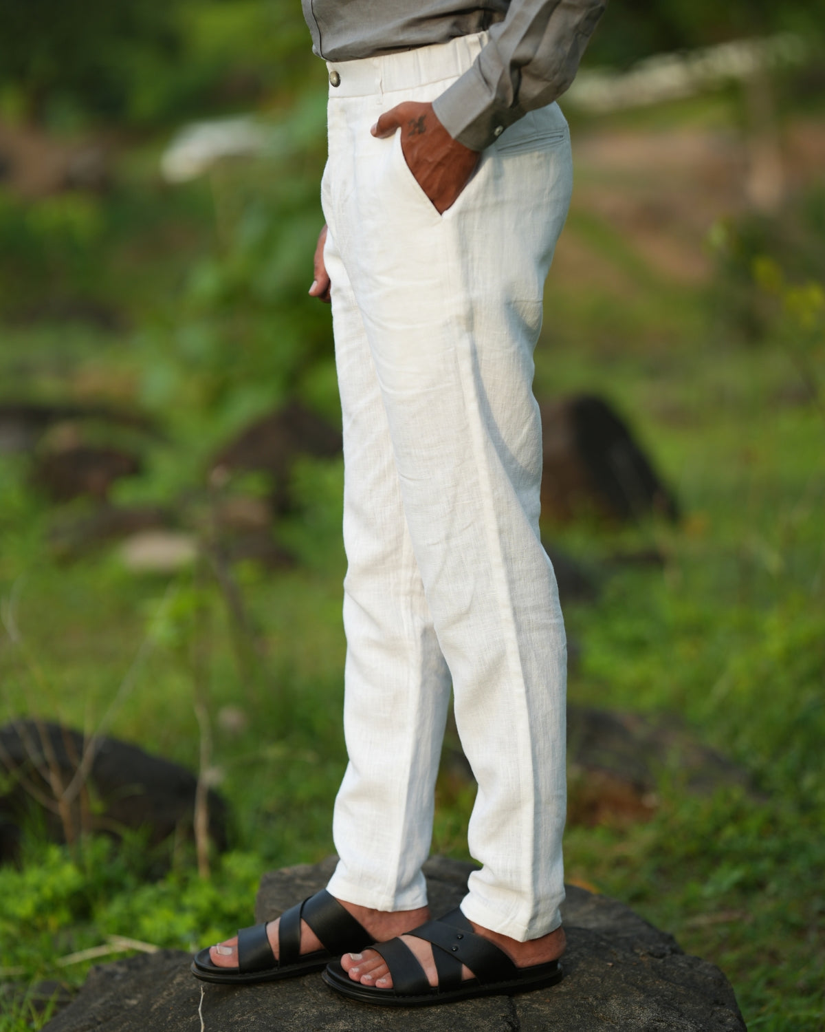 Stark White Pure Linen Trouser