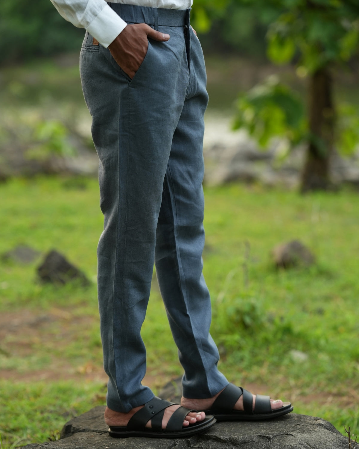 Slate Grey Pure Linen Trouser