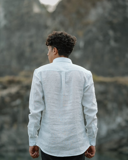 Warm White Pure Linen Solid Shirt
