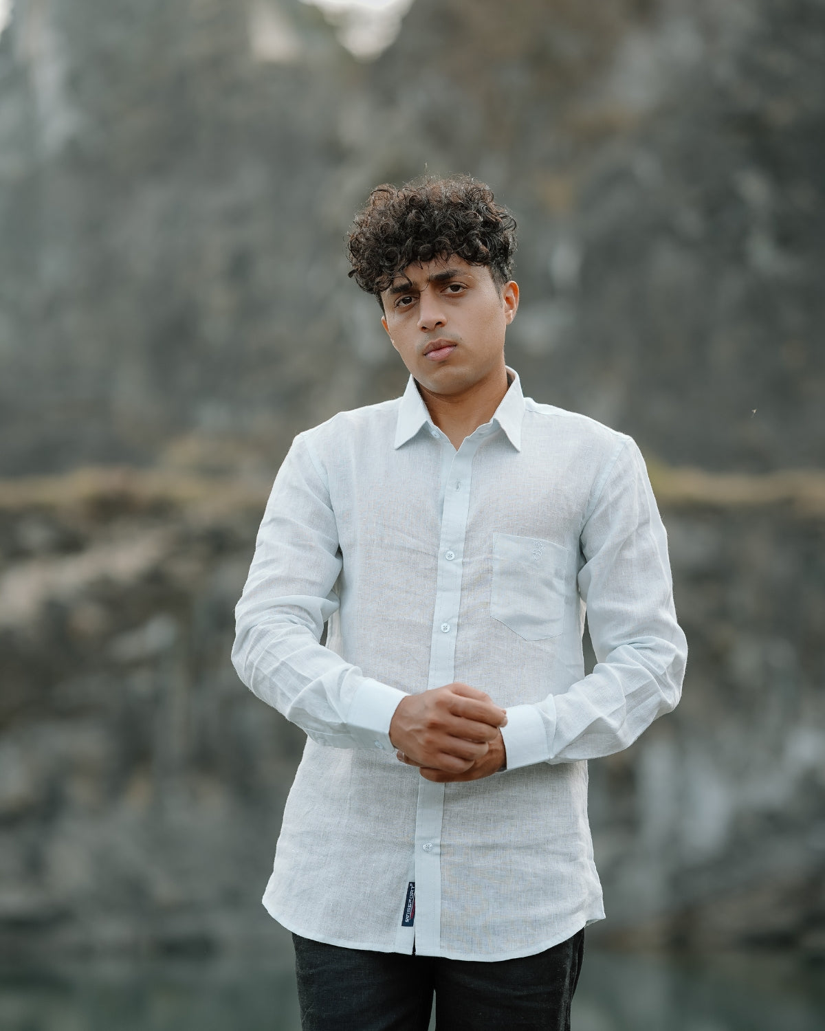 Warm White Pure Linen Solid Shirt