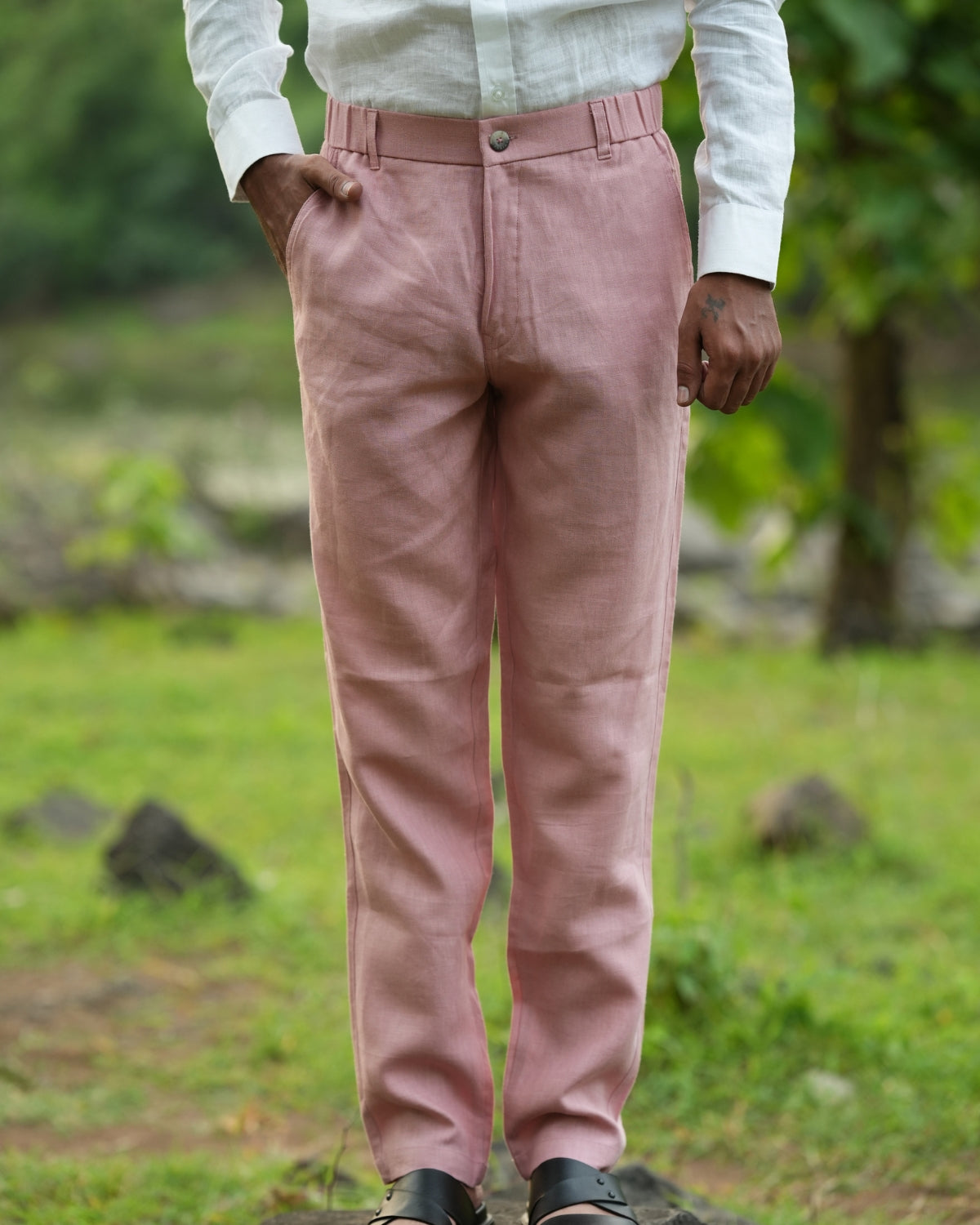 Blush Pink Pure Linen Trouser