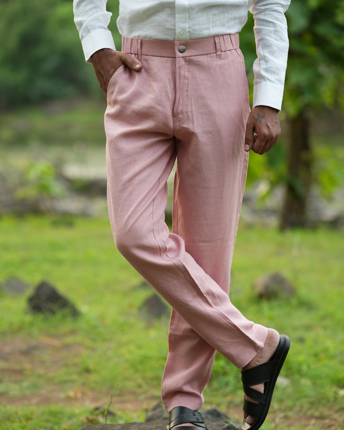 Blush Pink Pure Linen Trouser