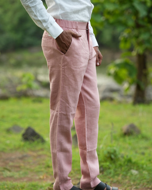 Blush Pink Pure Linen Trouser