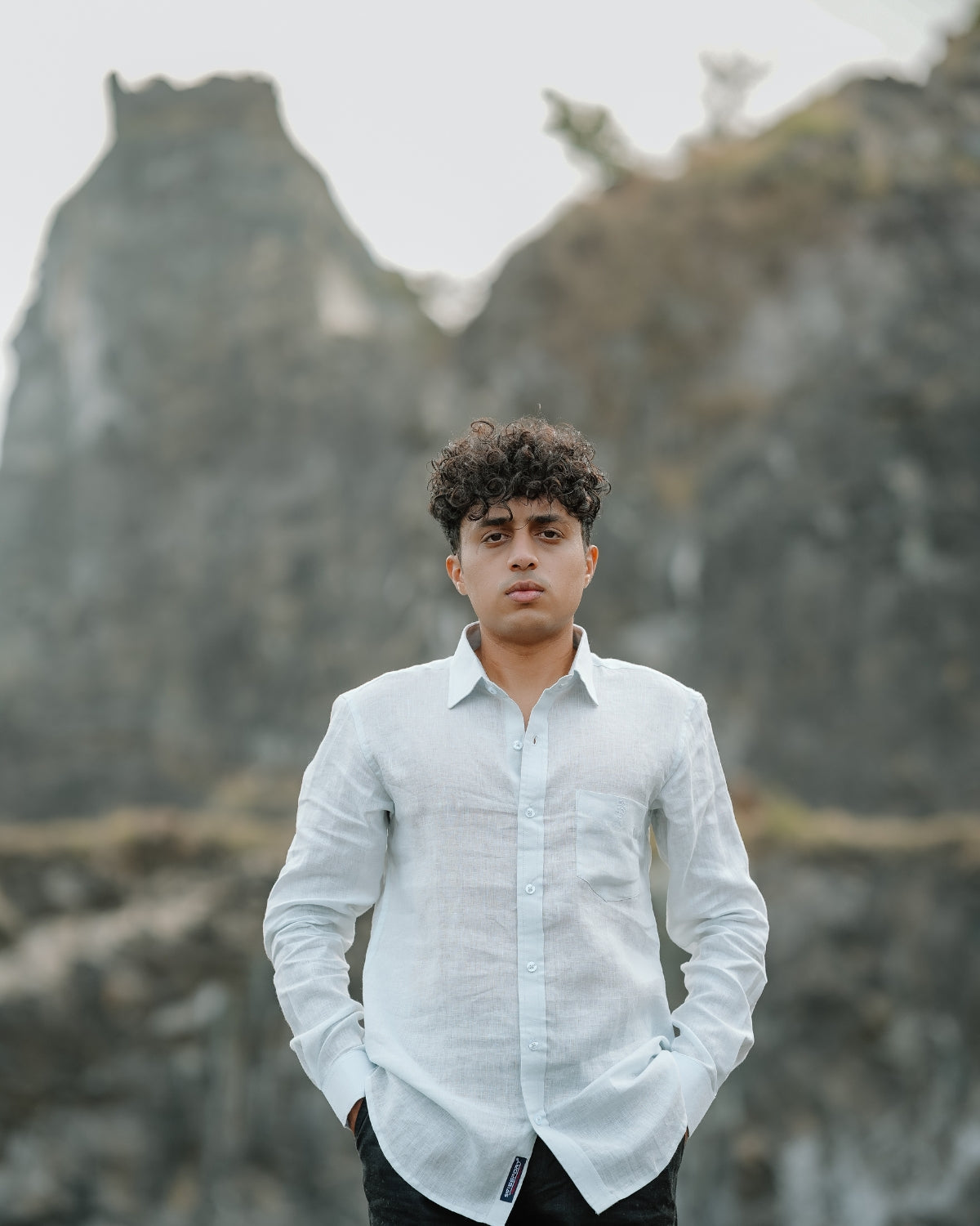 Warm White Pure Linen Solid Shirt