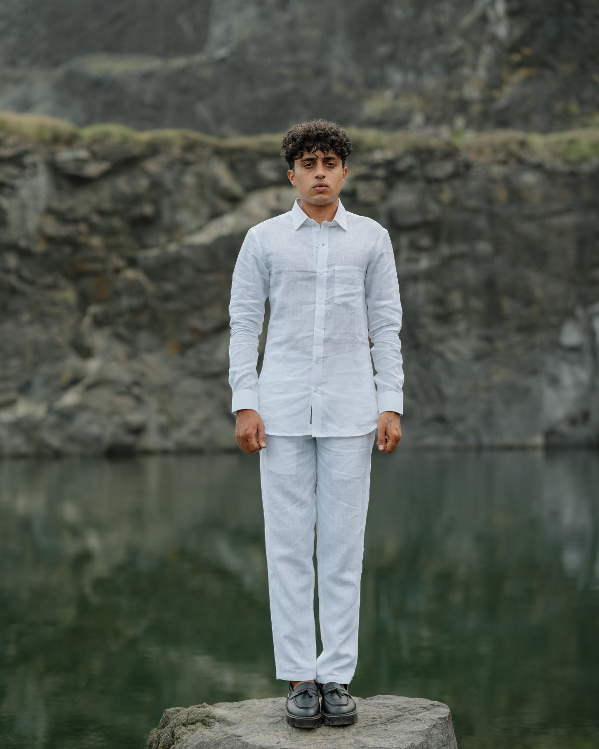 Wonderful White Pure Linen Solid Shirt