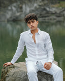 Wonderful White Pure Linen Solid Shirt