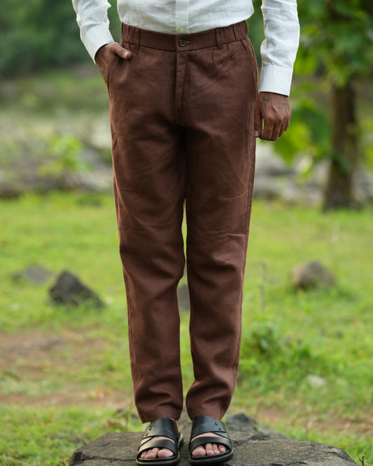 Light Brown Pure Linen Trouser