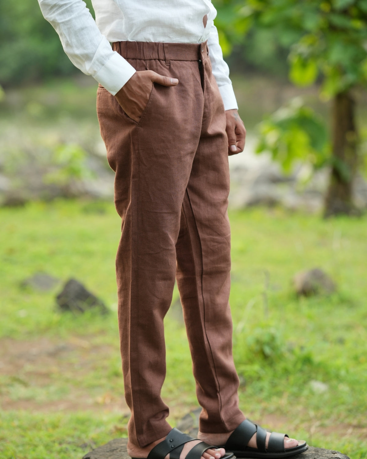 Light Brown Pure Linen Trouser