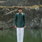 Dark Green Pure Linen Solid Shirt