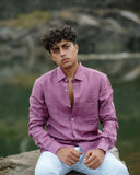 Deep Rosy Pink Pure Linen Solid Shirt