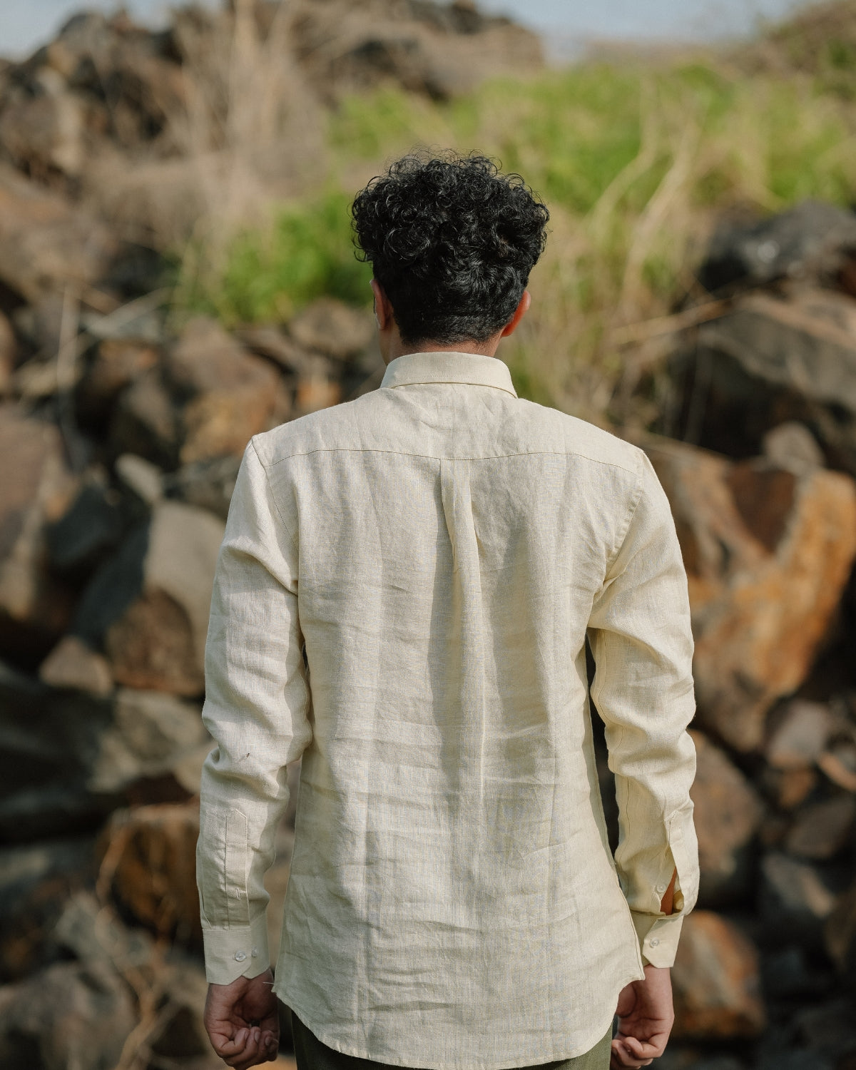 Light Yellow Pure Linen Solid Shirt