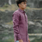 Reddish Purple Pure Linen Solid Shirt