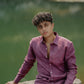 Reddish Purple Pure Linen Solid Shirt