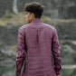 Reddish Purple Pure Linen Solid Shirt