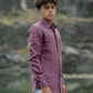 Reddish Purple Pure Linen Solid Shirt