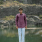 Reddish Purple Pure Linen Solid Shirt