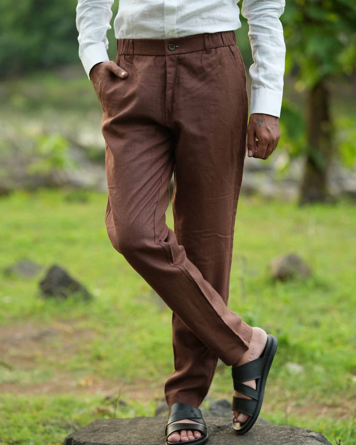 Light Brown Pure Linen Trouser
